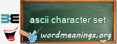 WordMeaning blackboard for ascii character set